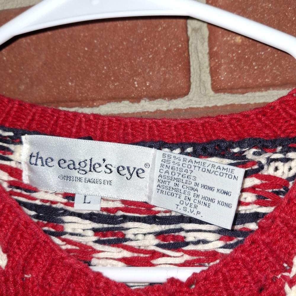 Vintage Patriotic red and blue knit cardigan - Picture 2 of 3